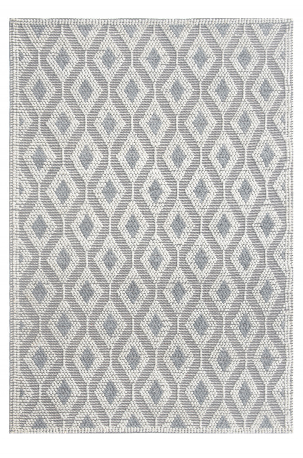 9' X 13' Ivory Gray Diamond Trellis Modern Area Rug-1
