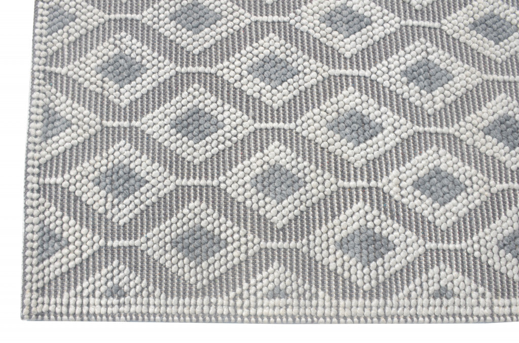 9' X 13' Ivory Gray Diamond Trellis Modern Area Rug-3