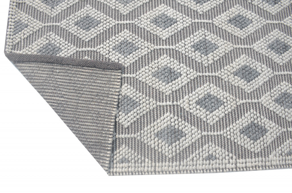 9' X 13' Ivory Gray Diamond Trellis Modern Area Rug-4