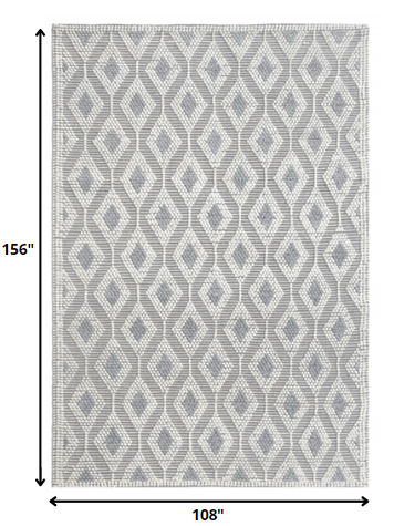 9' X 13' Ivory Gray Diamond Trellis Modern Area Rug-2