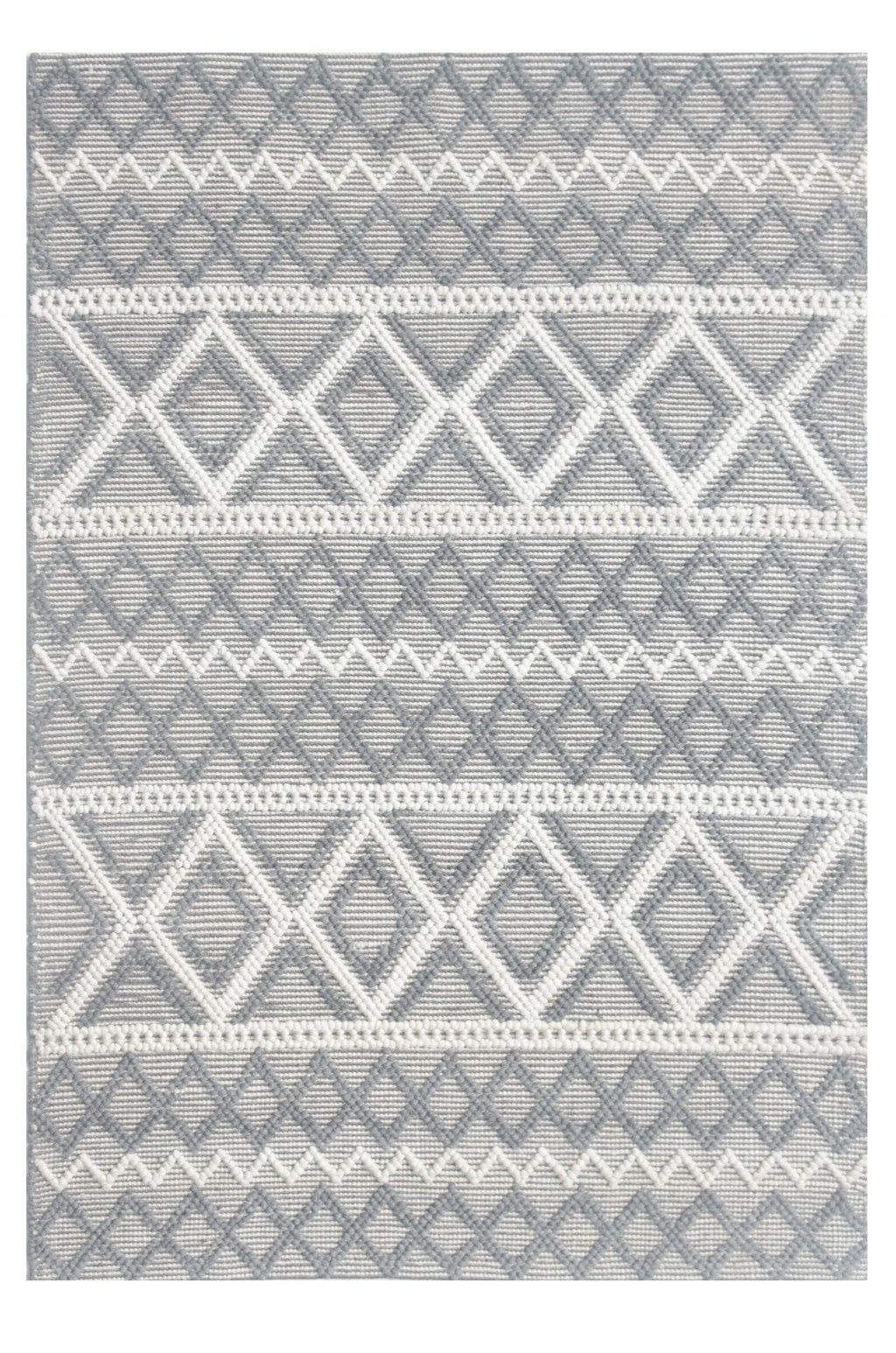 9' X 13' Gray Ivory Diamonds Boho Chic Area Rug-1