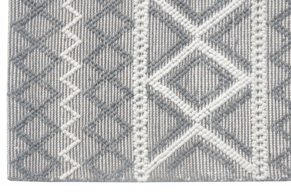 9' X 13' Gray Ivory Diamonds Boho Chic Area Rug-3