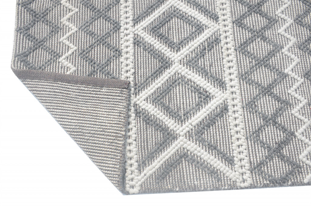 9' X 13' Gray Ivory Diamonds Boho Chic Area Rug-4