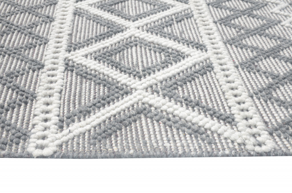 9' X 13' Gray Ivory Diamonds Boho Chic Area Rug-5
