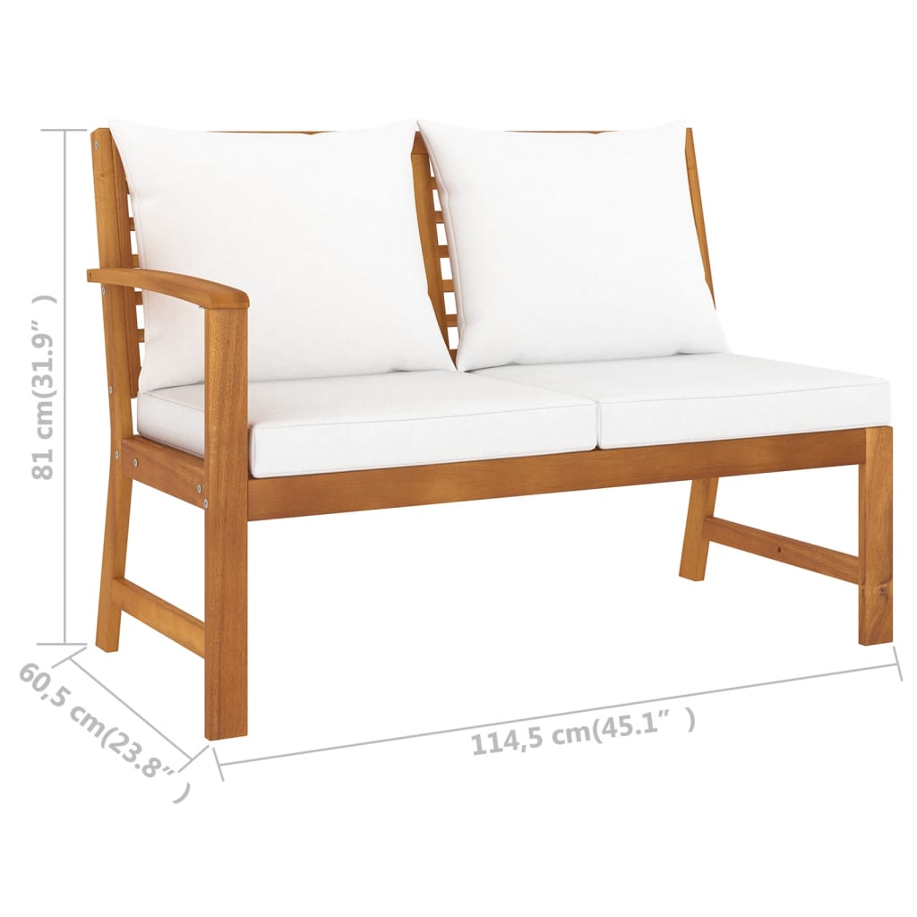 vidaXL 9 Piece Patio Lounge Set with Cushion Cream Solid Acacia Wood-3