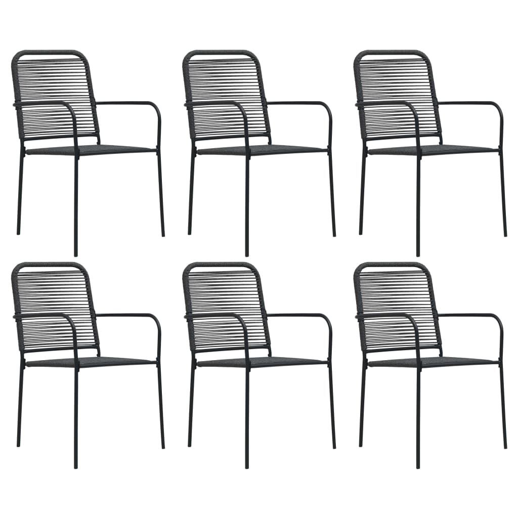 vidaXL Garden Dining Set 7/9 Piece Cotton Rope and Steel Black Outdoor Patio-4