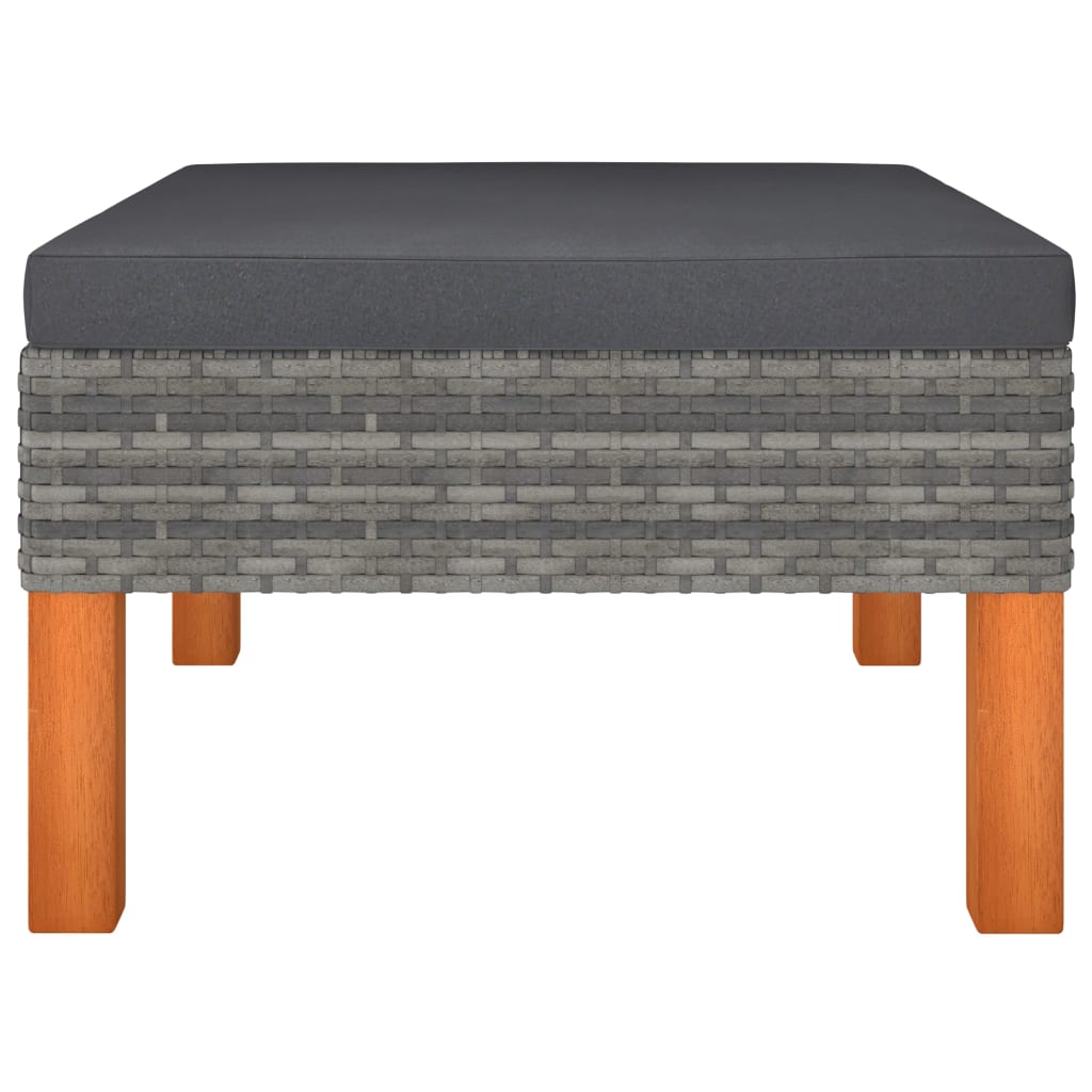 vidaXL 9 Piece Patio Lounge Set Poly Rattan and Eucalyptus Wood Gray-4