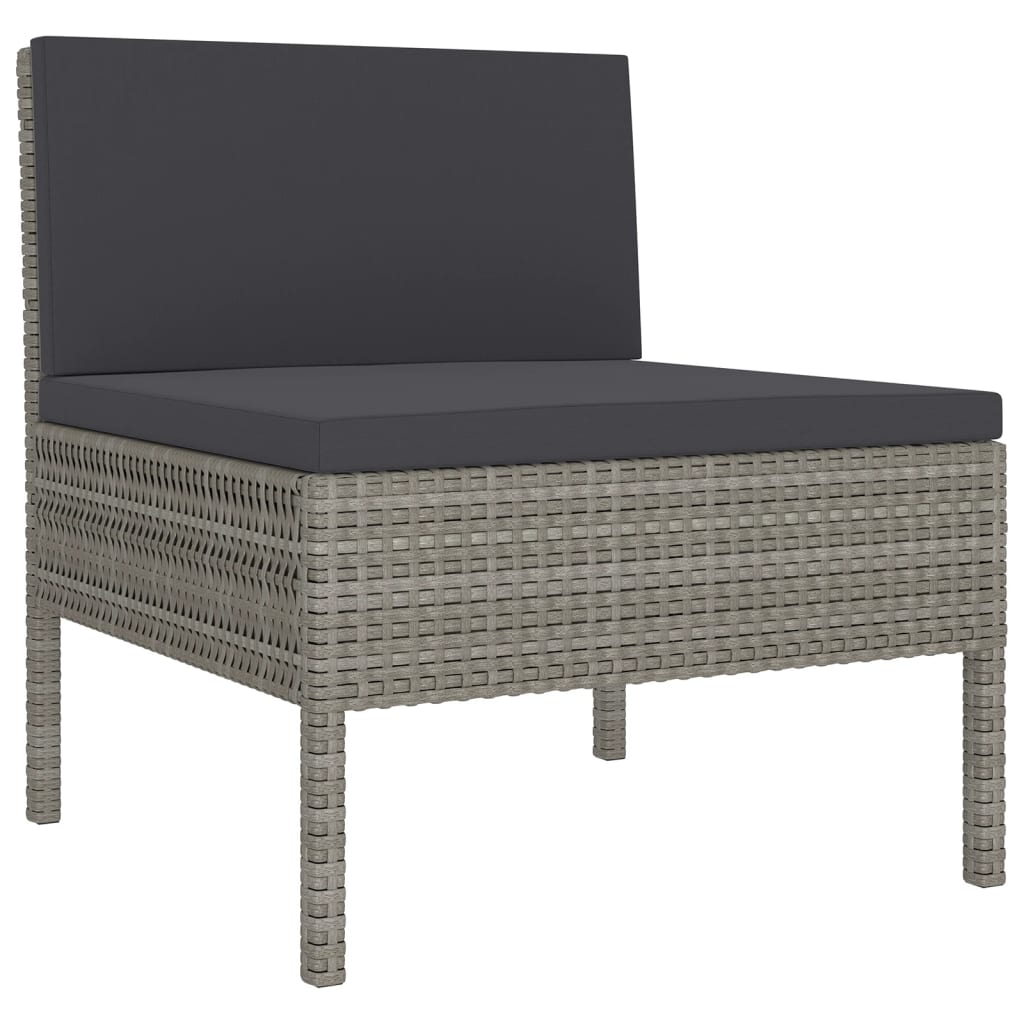 vidaXL 10 Piece Patio Lounge Set with Cushions Poly Rattan Gray-4