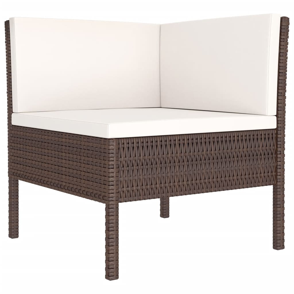 vidaXL 11 Piece Patio Lounge Set with Cushions Poly Rattan Brown-2