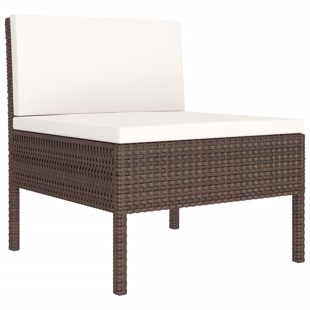 vidaXL 11 Piece Patio Lounge Set with Cushions Poly Rattan Brown-3