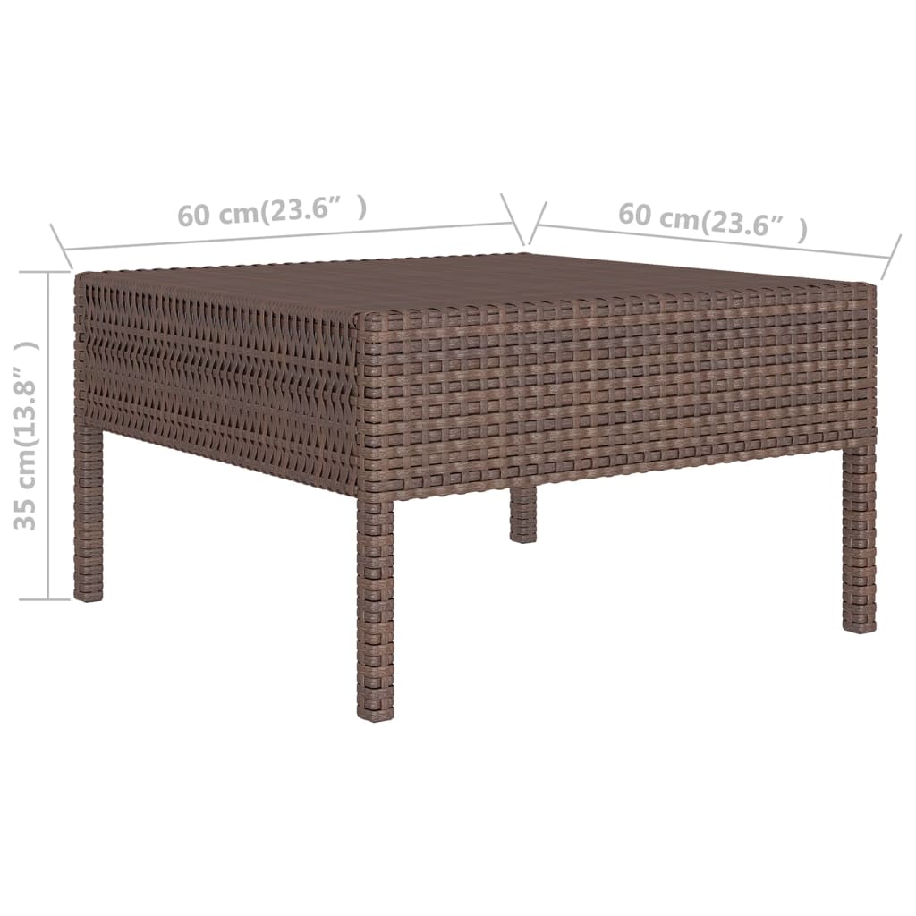 vidaXL 11 Piece Patio Lounge Set with Cushions Poly Rattan Brown-4