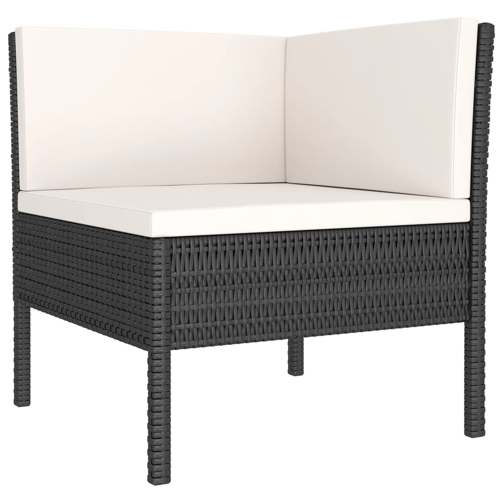 vidaXL 14 Piece Patio Lounge Set with Cushions Poly Rattan Black-2