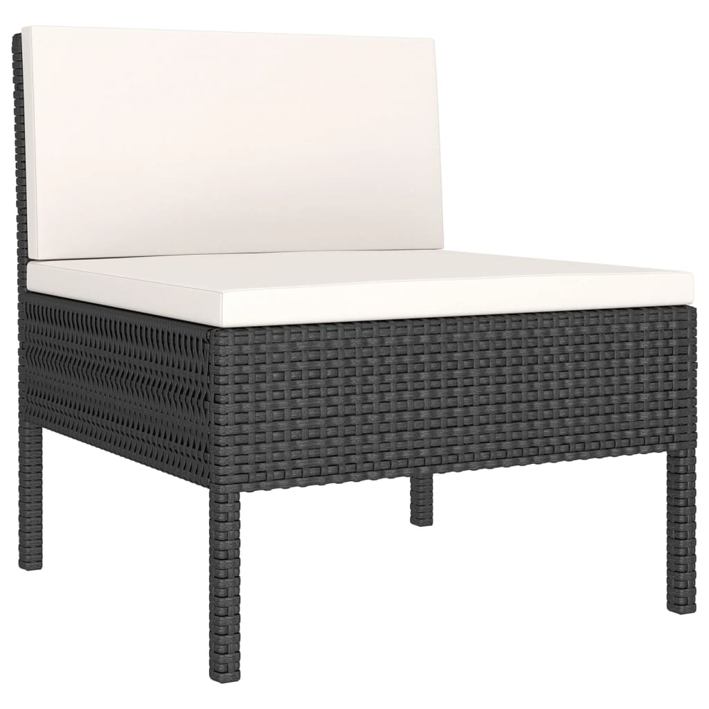 vidaXL 14 Piece Patio Lounge Set with Cushions Poly Rattan Black-3