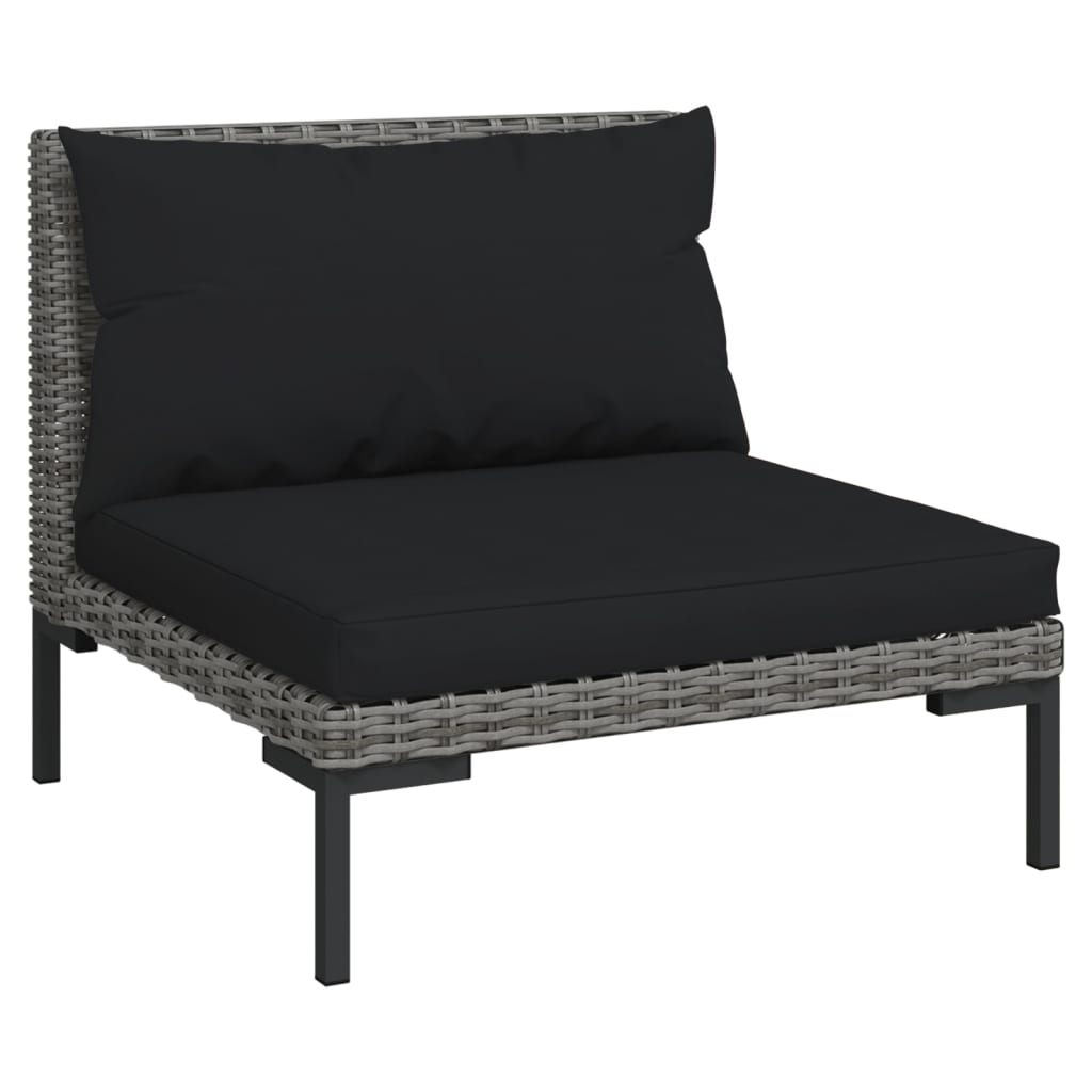 vidaXL 10 Piece Patio Lounge Set with Cushions Poly Rattan Dark Gray-2