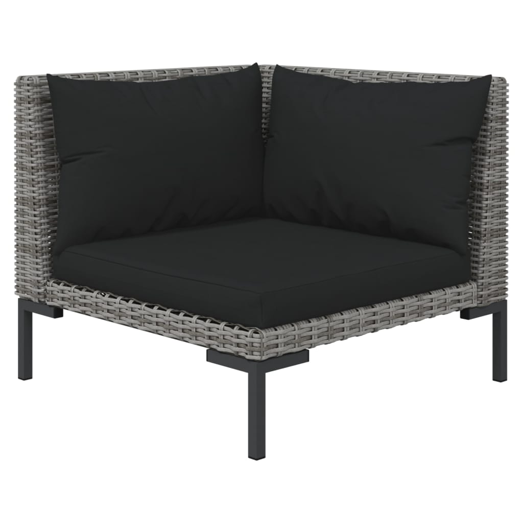 vidaXL 10 Piece Patio Lounge Set with Cushions Poly Rattan Dark Gray-4