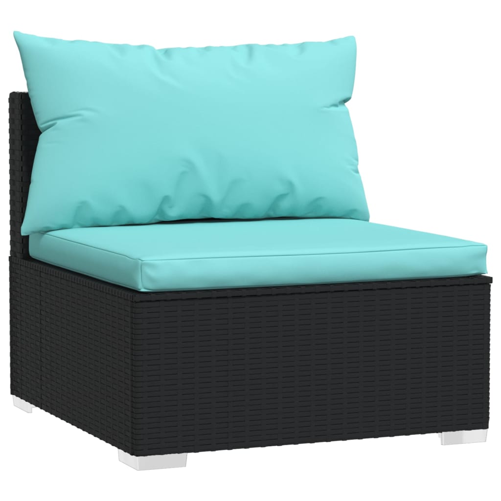 vidaXL 10 Piece Patio Lounge Set with Cushions Black Poly Rattan-1