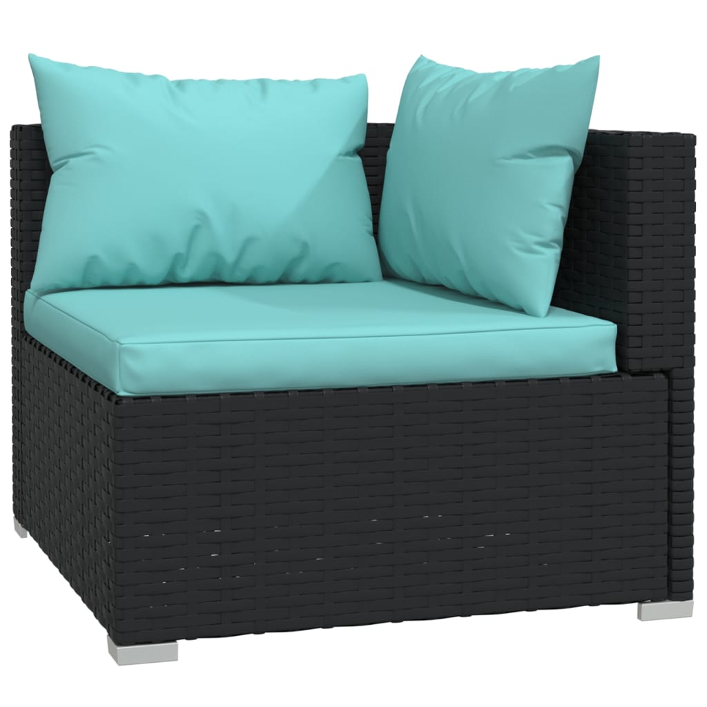 vidaXL 10 Piece Patio Lounge Set with Cushions Black Poly Rattan-3