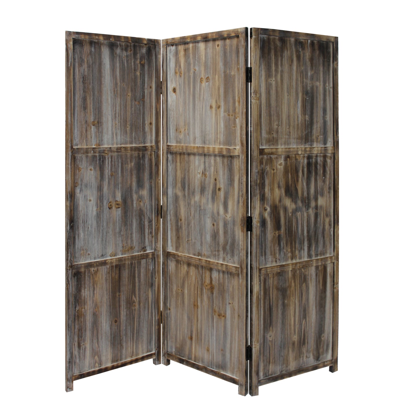 1" x 63" x 72" Brown 3 Panel Solid Wood Fortress  Screen-0