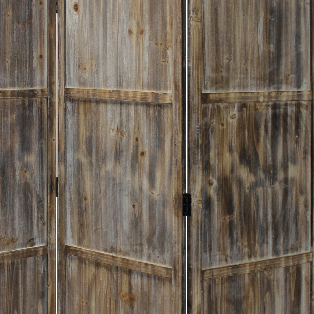 1" x 63" x 72" Brown 3 Panel Solid Wood Fortress  Screen-2