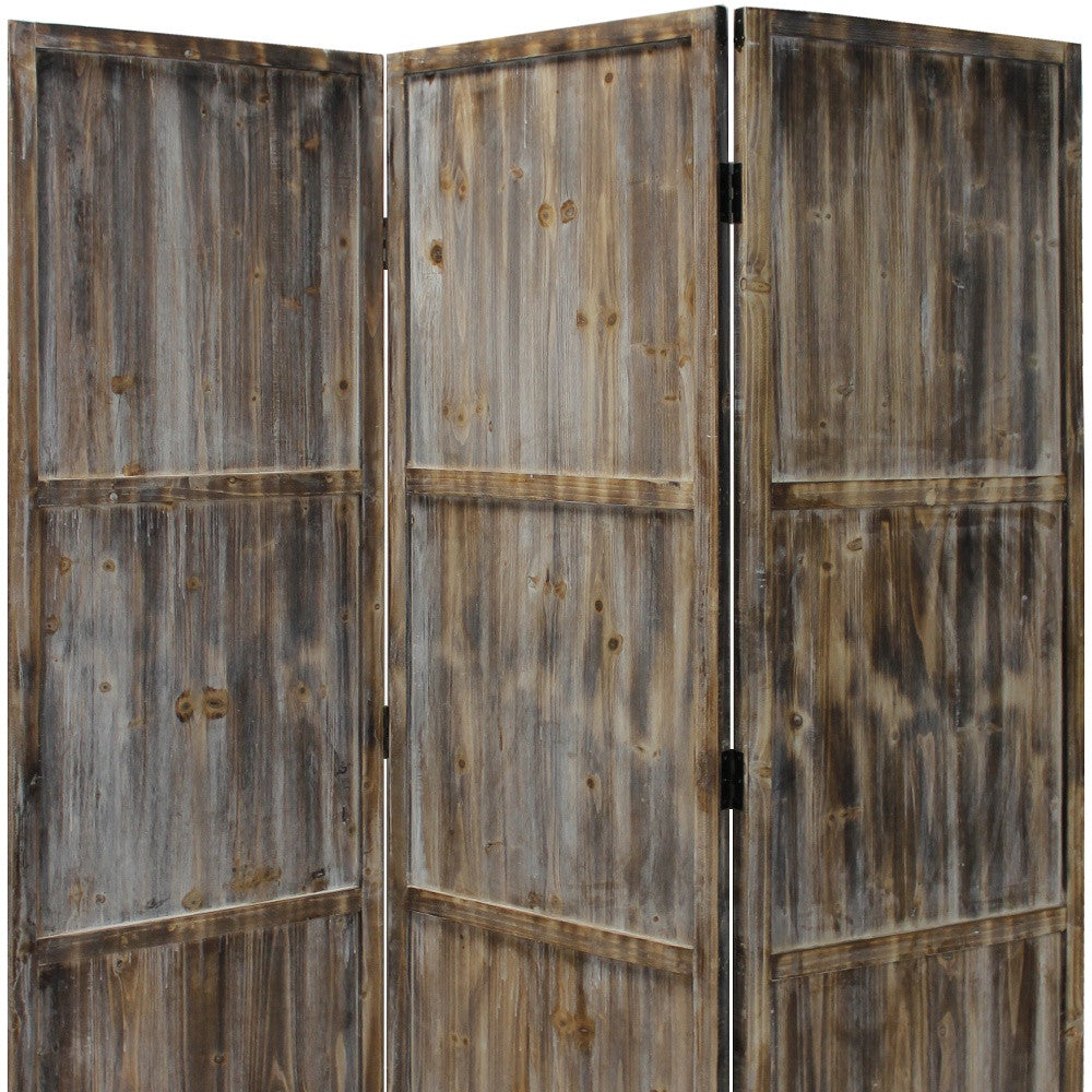 1" x 63" x 72" Brown 3 Panel Solid Wood Fortress  Screen-3