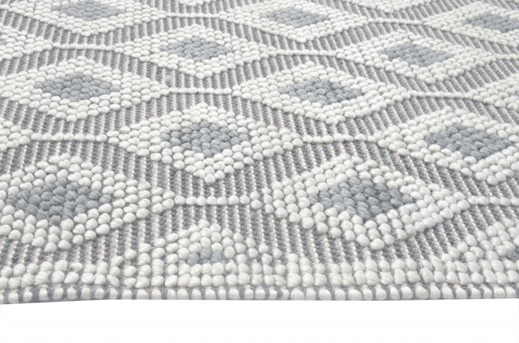 9' X 13' Ivory Gray Diamond Trellis Modern Area Rug-5