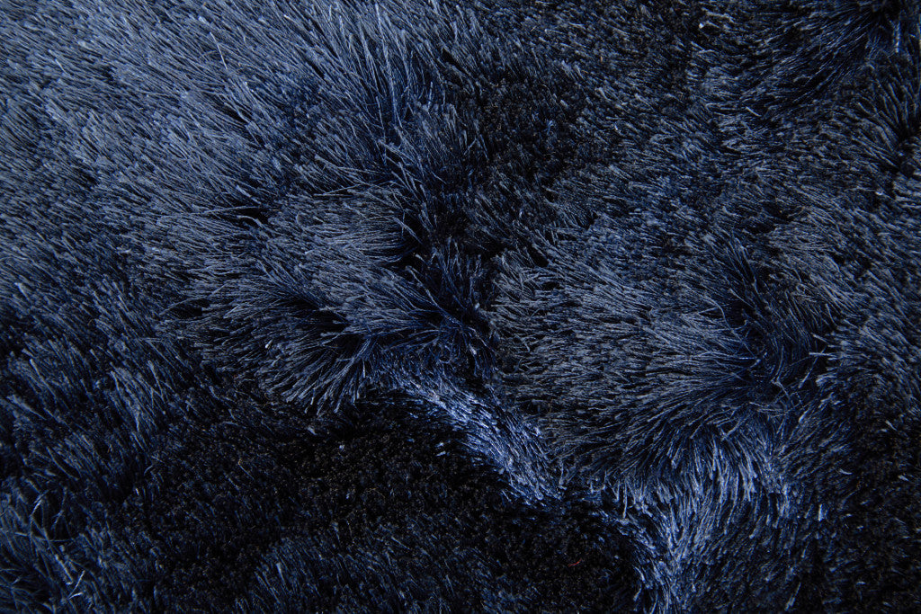 10' Blue And Black Round Shag Tufted Handmade Area Rug-6