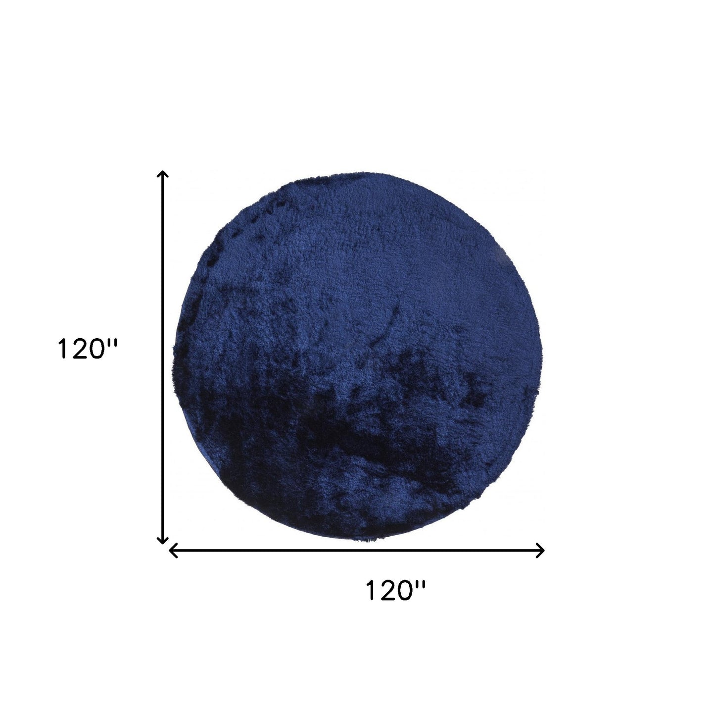 10' Blue And Black Round Shag Tufted Handmade Area Rug-2