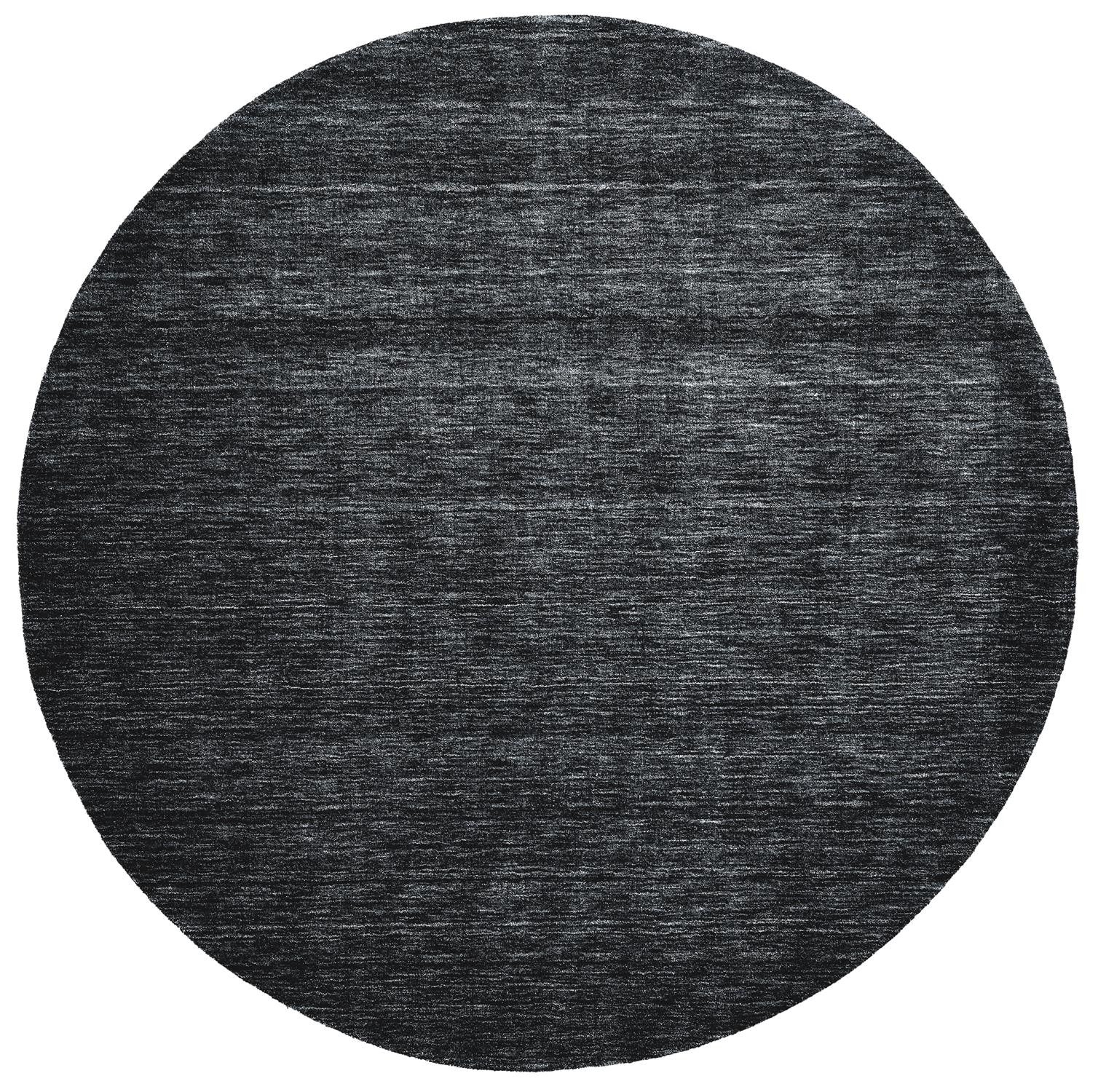 10' Black Round Wool Hand Woven Area Rug-1