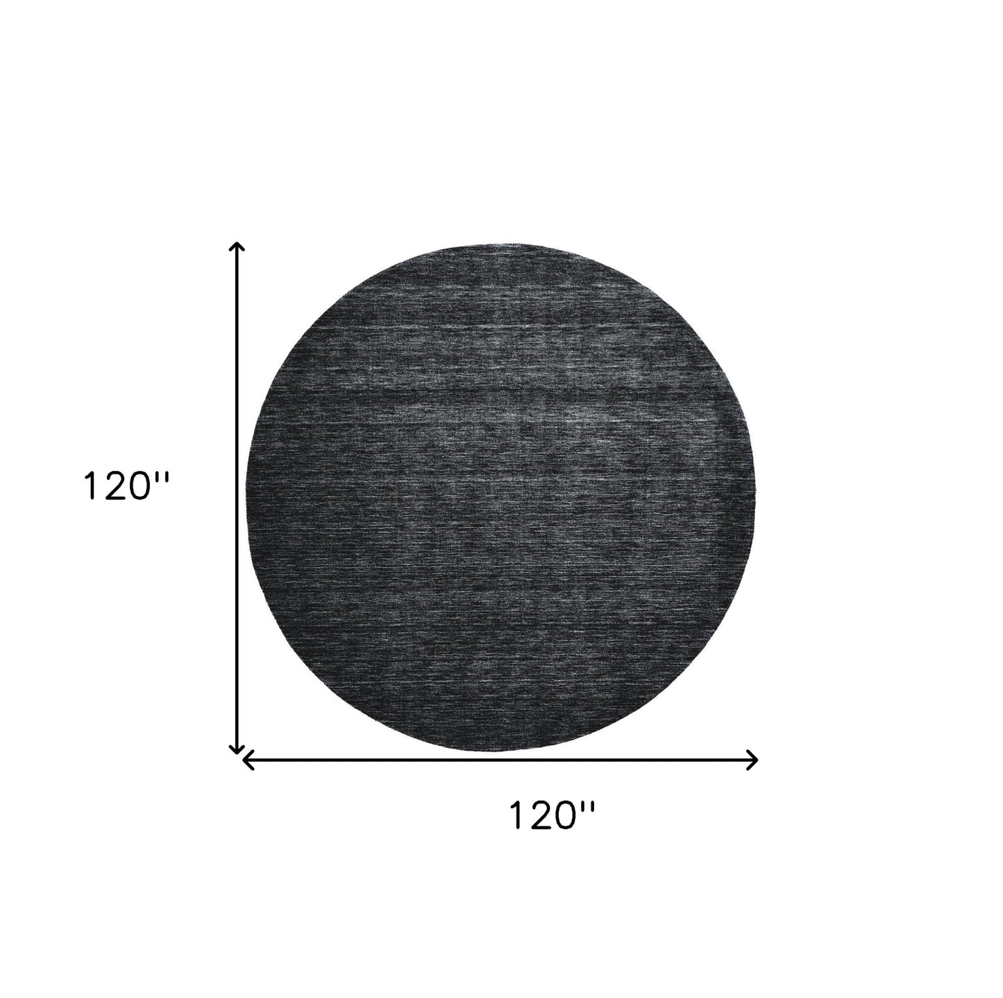10' Black Round Wool Hand Woven Area Rug-2