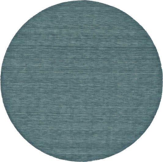 10' Blue And Green Round Wool Hand Woven Stain Resistant Area Rug-0