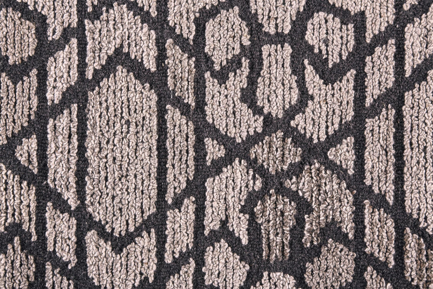 10' Black and Taupe Round Wool Paisley Hand Tufted Area Rug-8