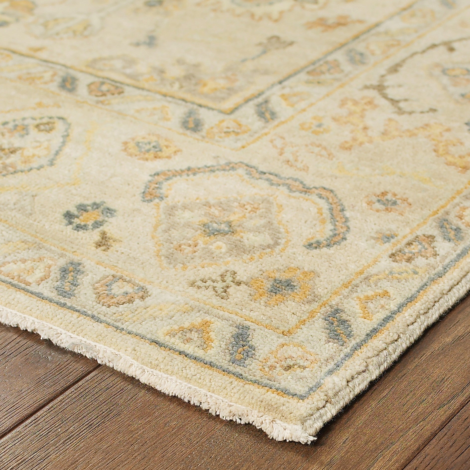 10' Beige And Gray Wool Oriental Hand Knotted Runner Rug-5
