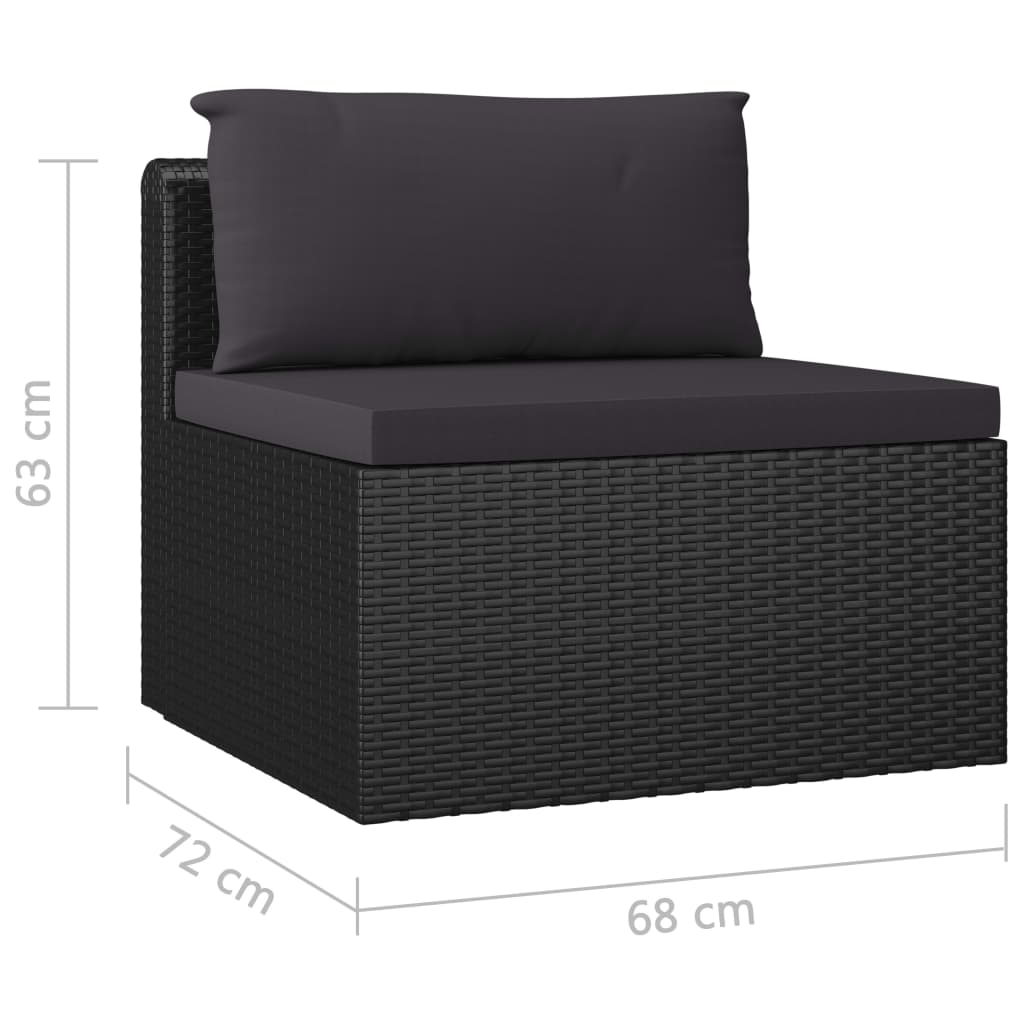vidaXL 10 Piece Patio Lounge Set with Cushions Poly Rattan Black-1
