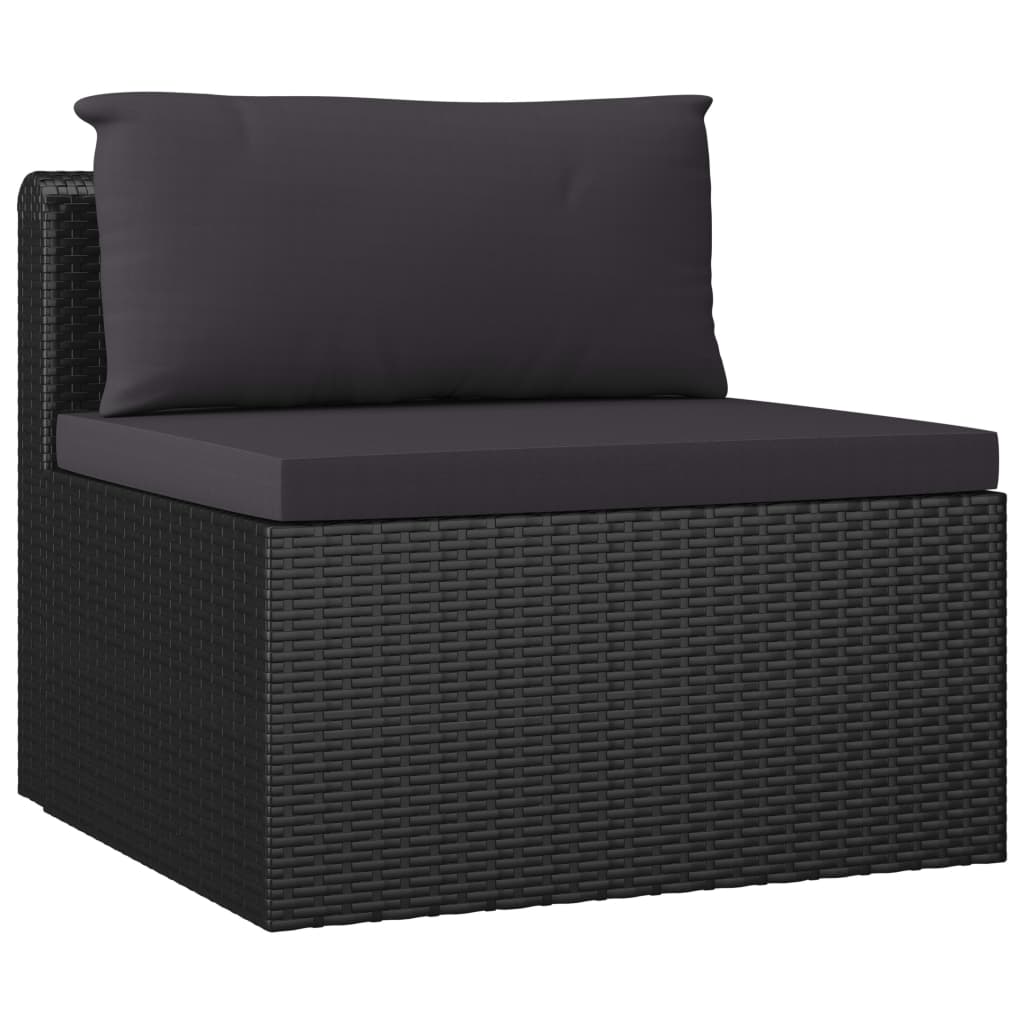 vidaXL 10 Piece Patio Lounge Set with Cushions Poly Rattan Black-4