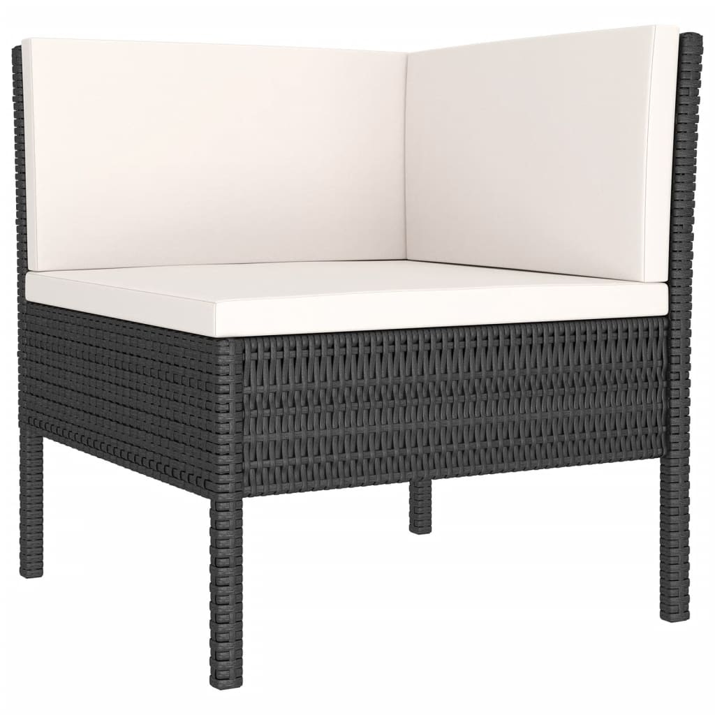 vidaXL 14 Piece Patio Lounge Set with Cushions Poly Rattan Black-2