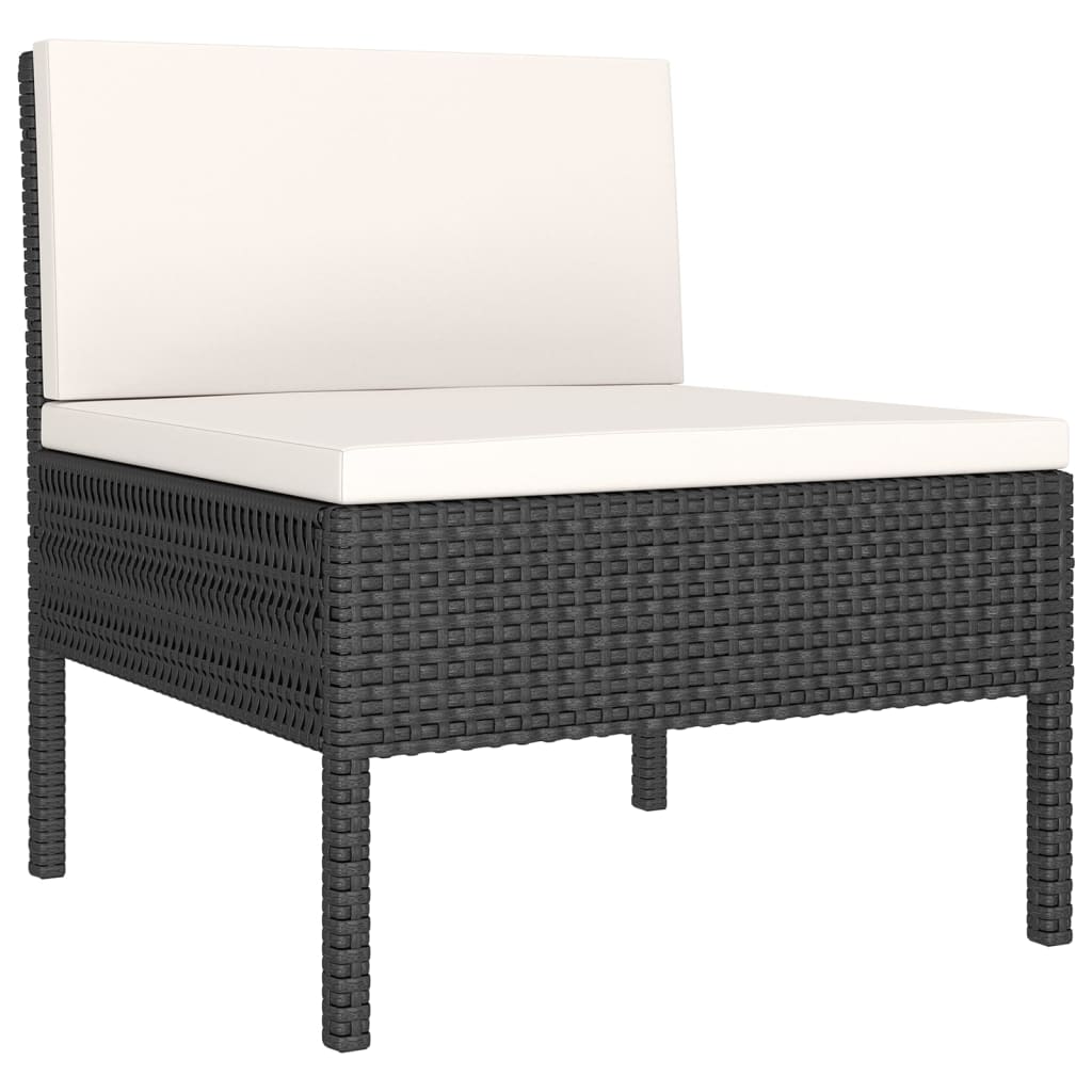 vidaXL 14 Piece Patio Lounge Set with Cushions Poly Rattan Black-3