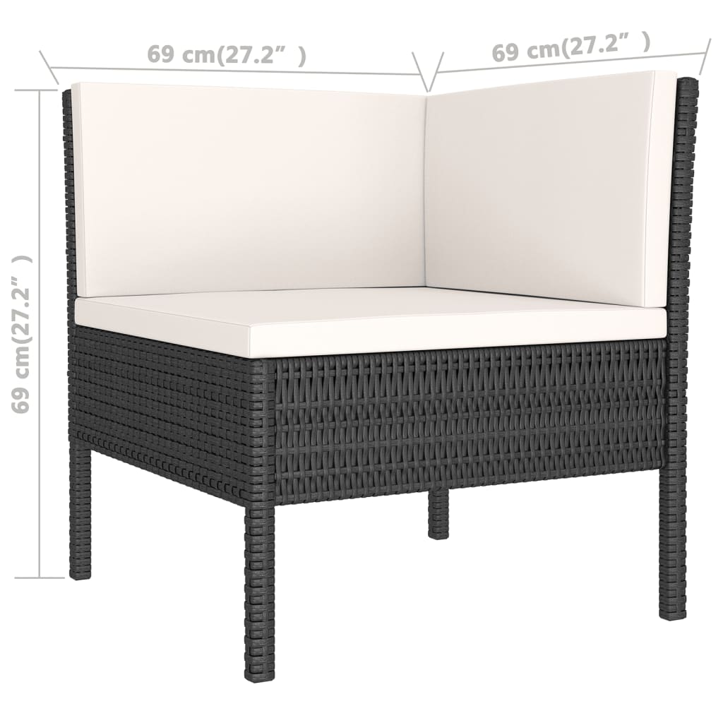 vidaXL 14 Piece Patio Lounge Set with Cushions Poly Rattan Black-4
