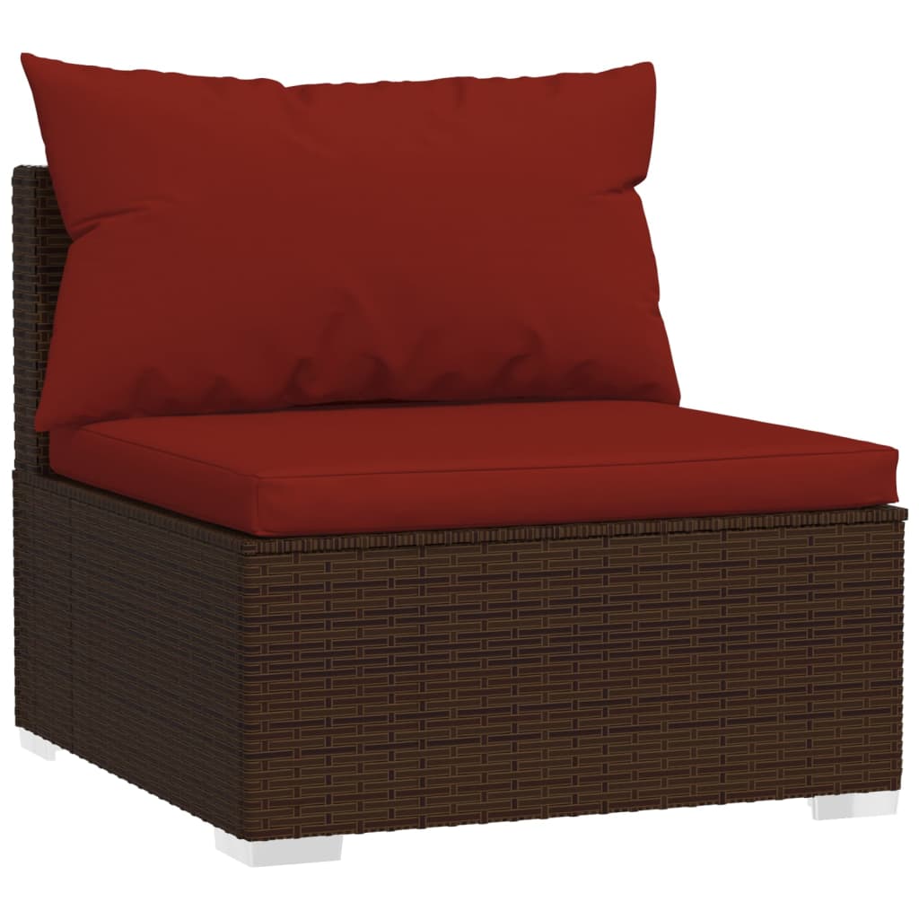 vidaXL 8 Piece Patio Lounge Set with Cushions Poly Rattan Brown-1