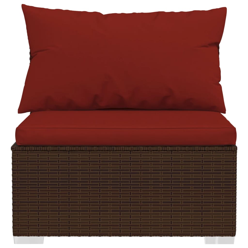 vidaXL 8 Piece Patio Lounge Set with Cushions Poly Rattan Brown-2