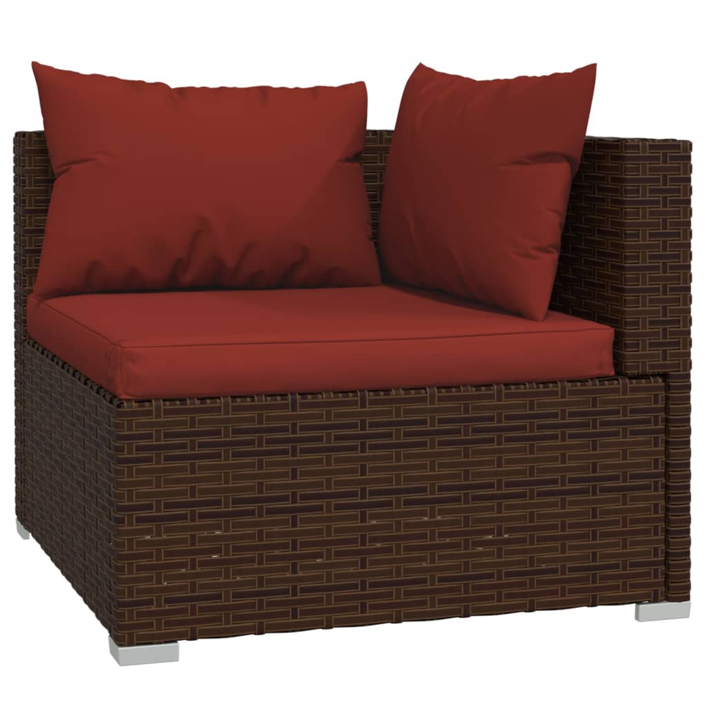vidaXL 8 Piece Patio Lounge Set with Cushions Poly Rattan Brown-3