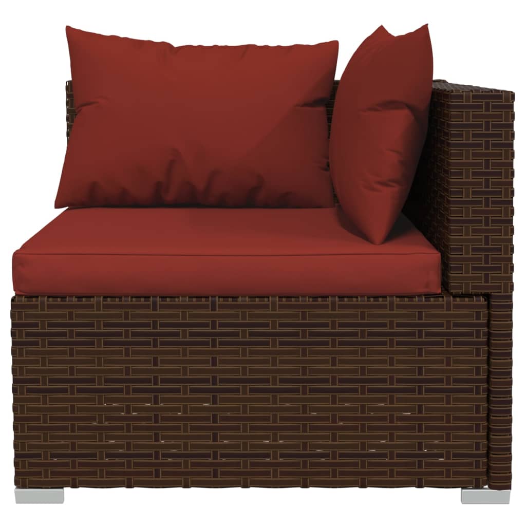 vidaXL 8 Piece Patio Lounge Set with Cushions Poly Rattan Brown-4