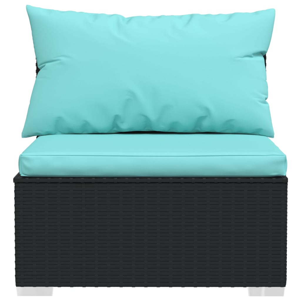 vidaXL 12 Piece Patio Lounge Set with Cushions Black Poly Rattan-2