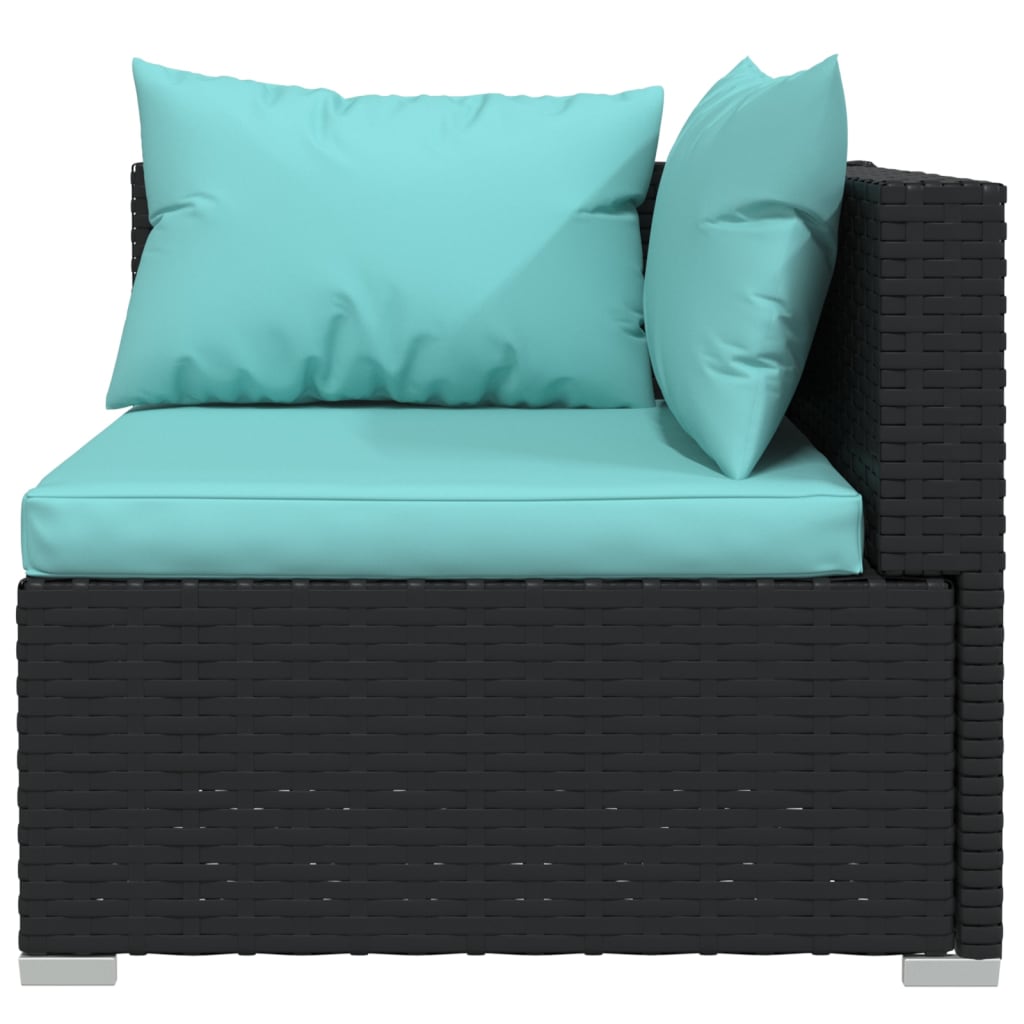 vidaXL 12 Piece Patio Lounge Set with Cushions Black Poly Rattan-4