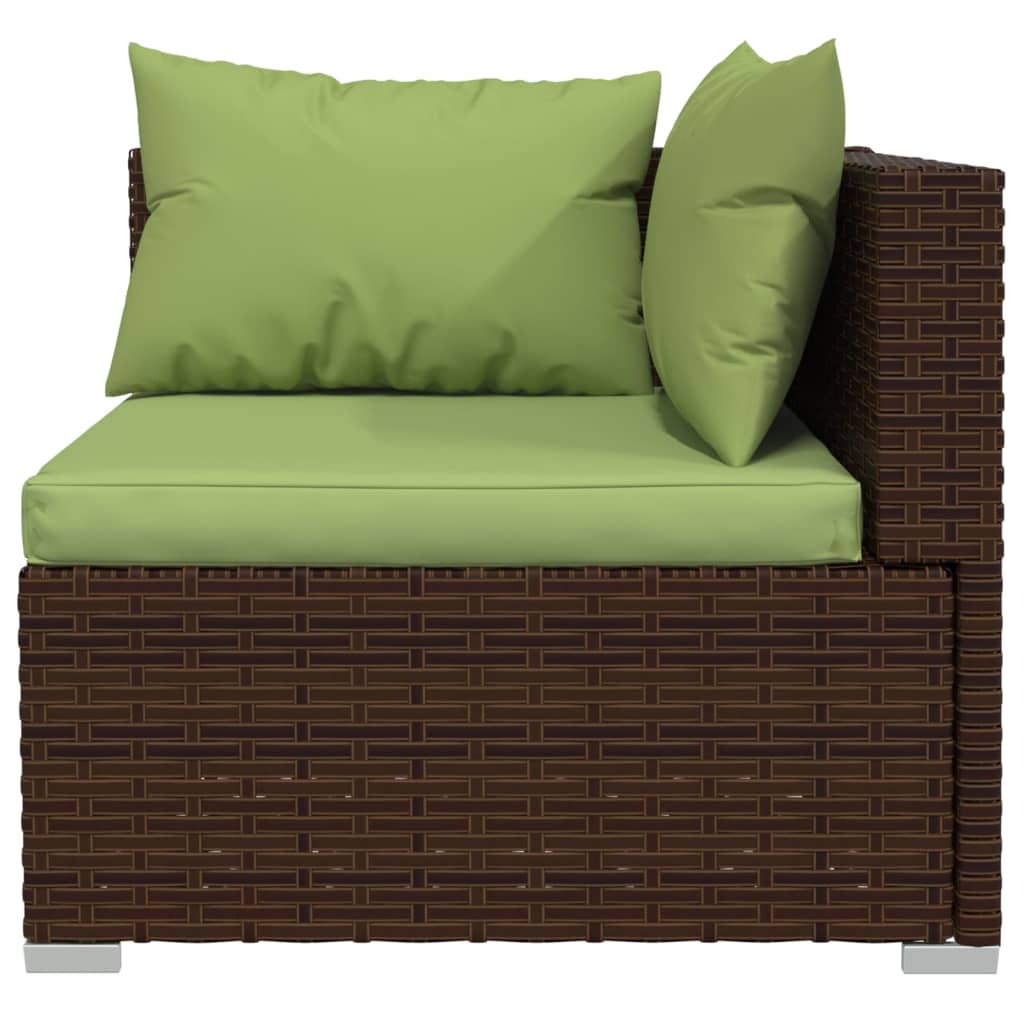 vidaXL 14 Piece Patio Lounge Set with Cushions Brown Poly Rattan-2
