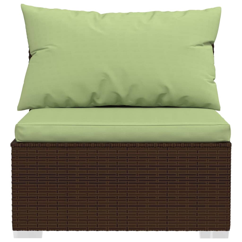 vidaXL 14 Piece Patio Lounge Set with Cushions Brown Poly Rattan-4