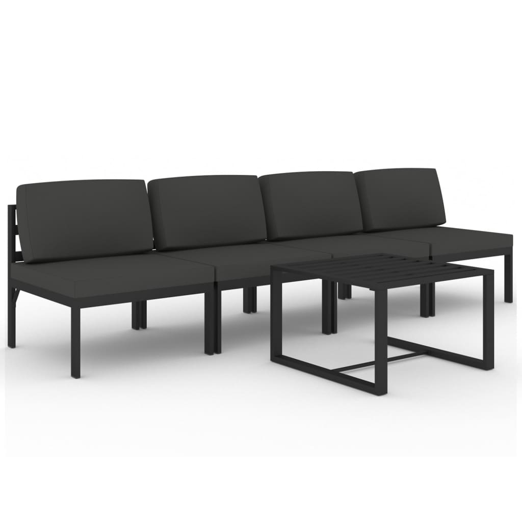 vidaXL 5 Piece Patio Lounge Set with Cushions Aluminum Anthracite-0