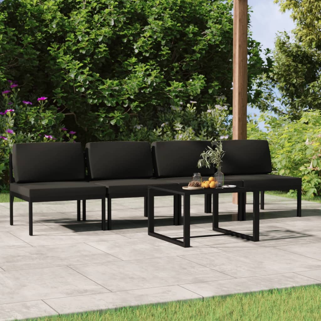 vidaXL 5 Piece Patio Lounge Set with Cushions Aluminum Anthracite-1